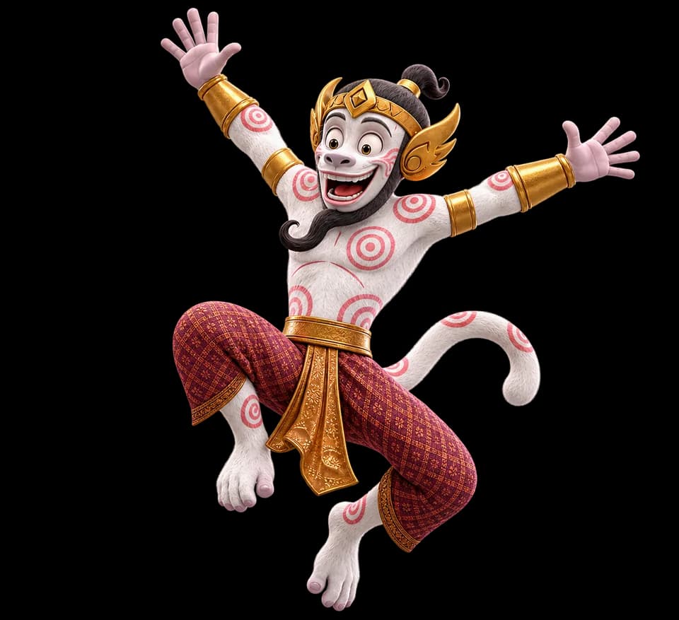 Hanuman jumping — original Hanuman Luge mascot